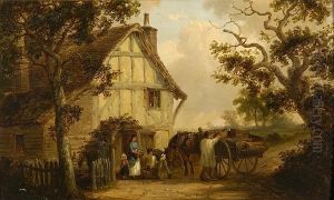 Loading The Cart By A Woodland Cottage by Thomas Smythe
