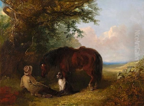 Boy With Pony And Dog - view 1