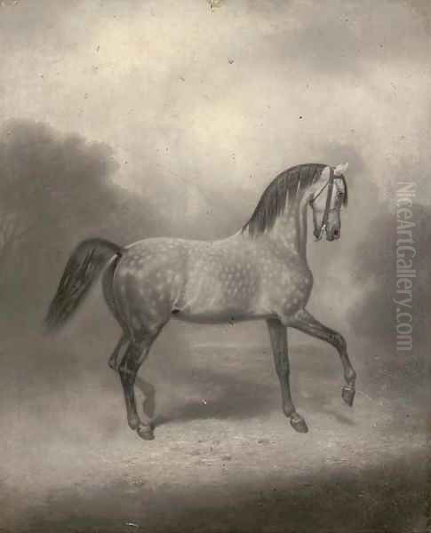 A dapple grey in a landscape; with four further horse studies - view 1
