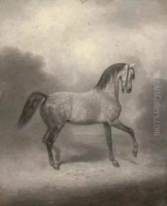 A dapple grey in a landscape; with four further horse studies by English School