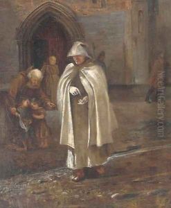 A hooded figure outside a monastary A hooded figure outside a monastary
