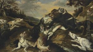 A Bear Brought Down By Hounds
