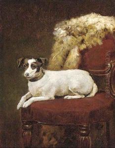 A Jack Russell on a chair by English School