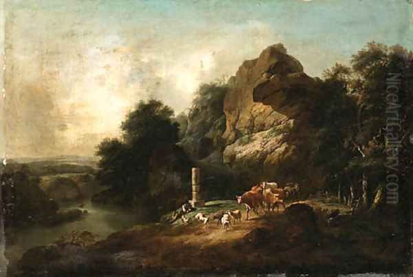 A Landscape with a Shepherd resting on a Riverbank - view 1