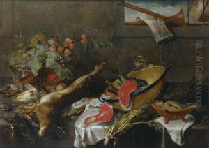 Nature Morte Au Gibier, Fruits Et Poissons by Frans Snyders