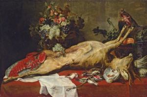 A Buck, A Cat, A Lobster On A 
China Plate, A Squirrel In A Basket Of Grapes, Apricots And Peaches, 
Oranges, Artichokes And A Boar's Head In A Tureen, With A Fowl, A White 
Napkin And Asparagus On A Draped Table