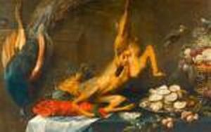Still Life With Game, Lobster, Oysters And Fruits. by Frans Snyders