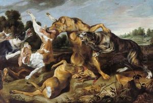 Cani A Caccia Di Un Lupo Che Ha Ucciso Un Cerbiatto by Frans Snyders