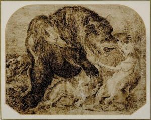 Dogs Bringing Down Grizzly Bear