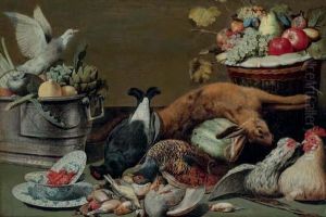Artichokes, Lemons And Pigeons In A Silver Tureen, Crayfish In A