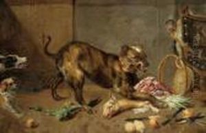 Una Cucina Con Cani E Una Scimmia by Frans Snyders