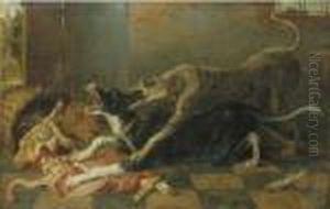 Two Dogs Fighting Over A Dead Ram by Frans Snyders