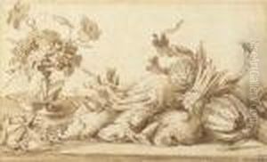 A Still Life With Birds, Rabbits And Vegetables, With A Plate And Atazza With Grapes by Frans Snyders