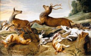 Deer Being Chased By Hounds by Frans Snyders