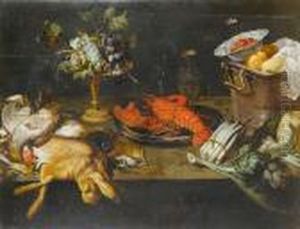 Bowl Of Strawberries And Lemons
In A Copper Container, Asparagus, Artichokes And A Melon On A Wooden
Table by Frans Snyders