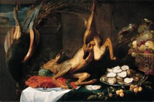 A Still Life Of A Peacock, A Roe Deer, A Lobster On A by Frans Snyders