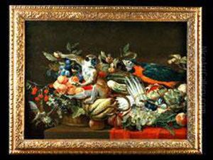 Fruchte Mit Affe Und Papagei by Frans Snyders