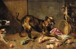 A Hound Guarding Animal Lights
From Other Dogs With Lemons, Anartichoke, Asparagus And Cutlery And A
Monkey In A Larder by Frans Snyders