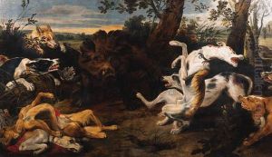 Hounds Attacking A Boar by Frans Snyders