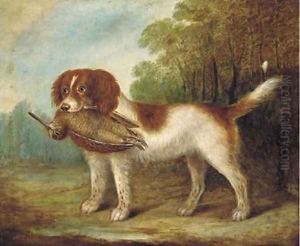 A spaniel with a woodcock - view 1