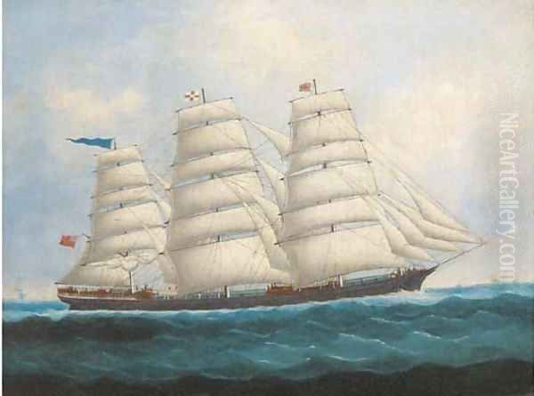 A three-master calling for a pilot offshore - view 1