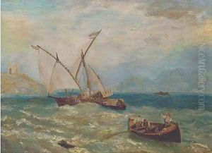 A xebec arriving at a Mediterranean port by English School
