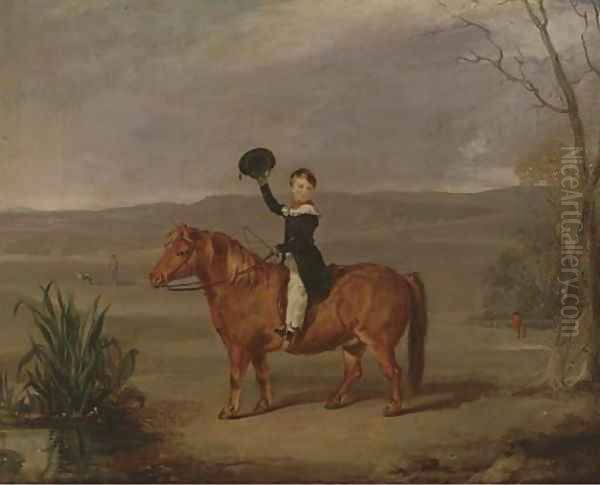 A young boy on a pony, a huntsman beyond - view 1