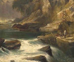 Anglers in a rocky gorge Anglers in a rocky gorge