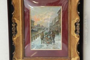 Naviglio Innevato by Giuseppe Solenghi