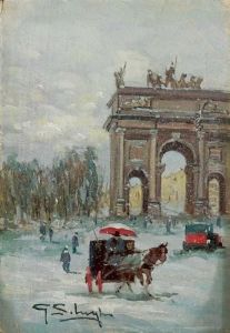 Milano Arco Della Pace, Carrozzelle Sotto La Neve