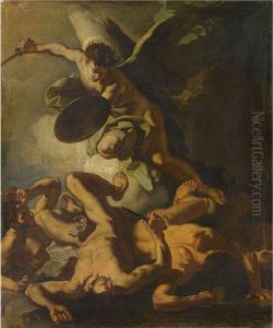 San Michele Arcangelo Combatte Gli Angeli Ribelli by Francesco Solimena