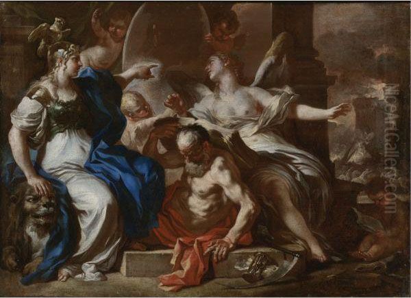 Minerva With Chronos And 
History: A Study For An Allegory Of Thereign Of The Hapsburgs In Naples - view 1