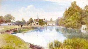 Figures on the banks of the river Cam