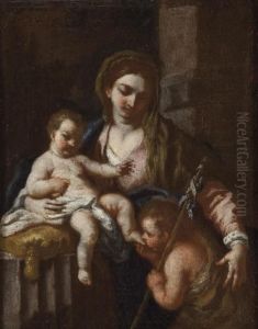 Madonna Con Bambino E San Giovannino by Francesco Solimena