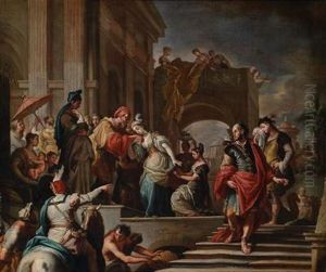 Werkstatt Der Abschied Der Rebecca Von Ihren Eltern by Francesco Solimena