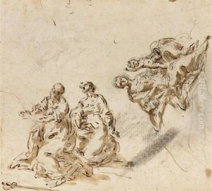Madonna With Christ Child And Two Saints by Francesco Solimena