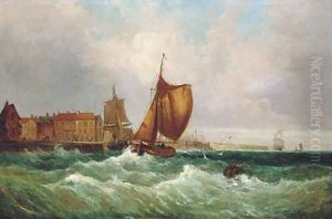 Fishing boats running out of harbour by English School