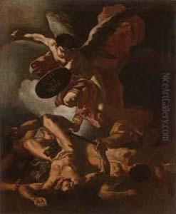 San Michele Che Scaccia Gli Angeli Ribelli by Francesco Solimena