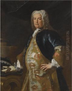 Portrait Of A Nobleman, 
Three-quarter Length, Leaning His Glovedright Hand On A Console Table