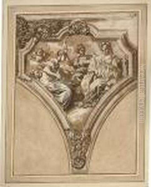 Temperance, Prudence And Fortitude: Design For A Pendentive - view 1