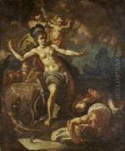 An Allegory Depicting A Female Warrior Slaying A Slave by Francesco Solimena