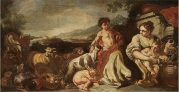 A Landscape With A Peasant Family And Their Animals - view 1