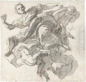 Tuccia With Putti Bearing The Sieves Symbolising Her Chastity by Francesco Solimena