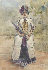 Elegante Dame Mit Schirm.