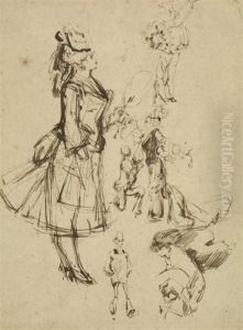 Parisienne A L'eventail Et Autres Croquis