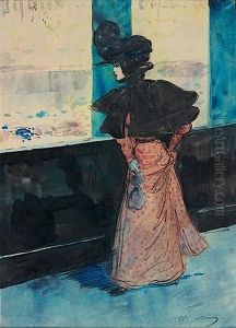 Elegante Devant La Bijouterie by Henry Somm