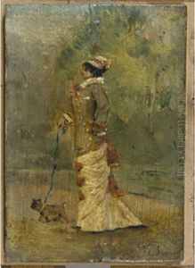 Elegante A La Laisse Bleue
