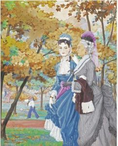 Two Ladies In A Park by Konstantin Andreevic Somov