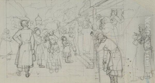 Les Chanteurs Des Rues (etude Pour Une Carte De Noel) - view 1
