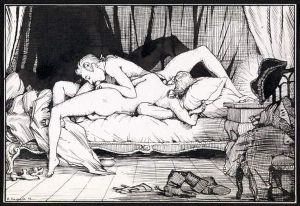 Erotic Drawing by Konstantin Andreevic Somov